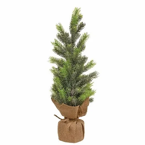 Christmas Winter Magic Glittered Pine Tree with Burlap Base