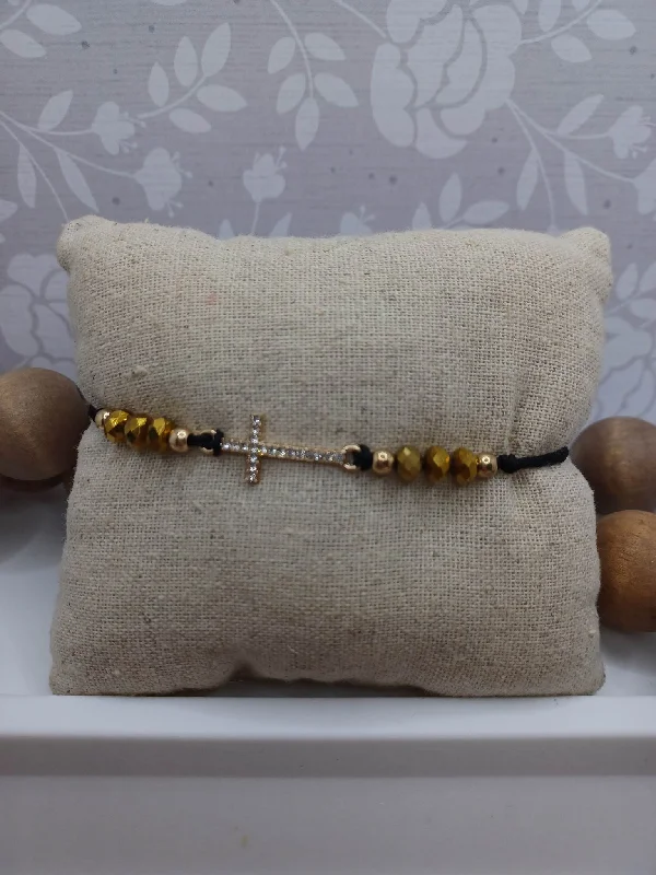 Christmas Magical Experience Gold Beaded Cross Bracelet