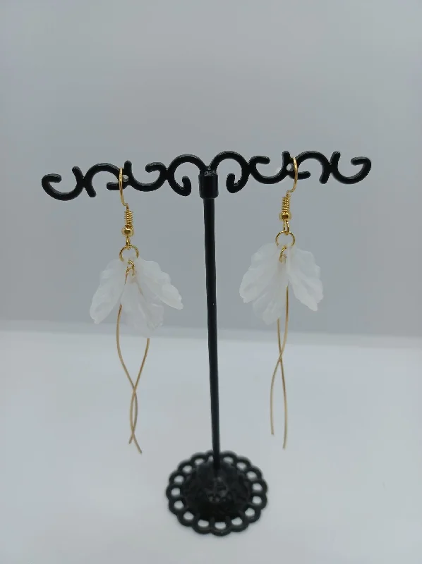 Gold Earrings w/ White Petals