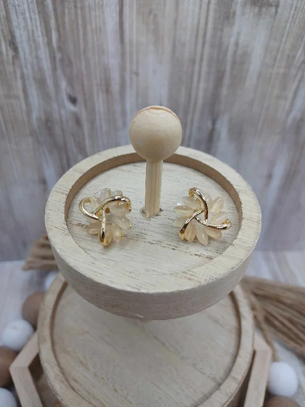 Christmas Cozy Candles Golden & Champagne Moonstone Earrings