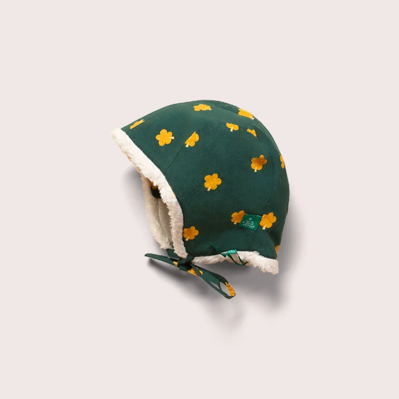 Christmas Mistletoe Magic Golden Leaves Sherpa Lined Hat
