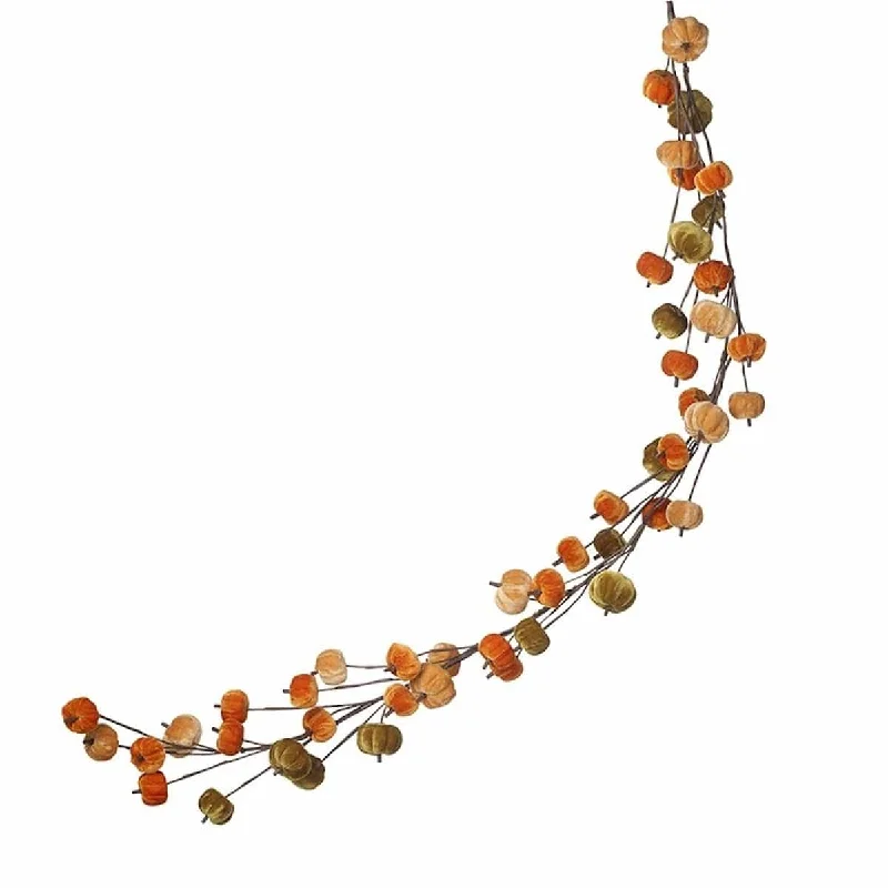 Green and Orange Velvet Pumpkin Halloween Garland