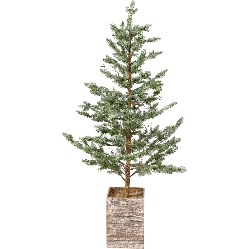 Christmas Holiday Festivities Green Bristle 48" Tree With Glitter & Wooden Base