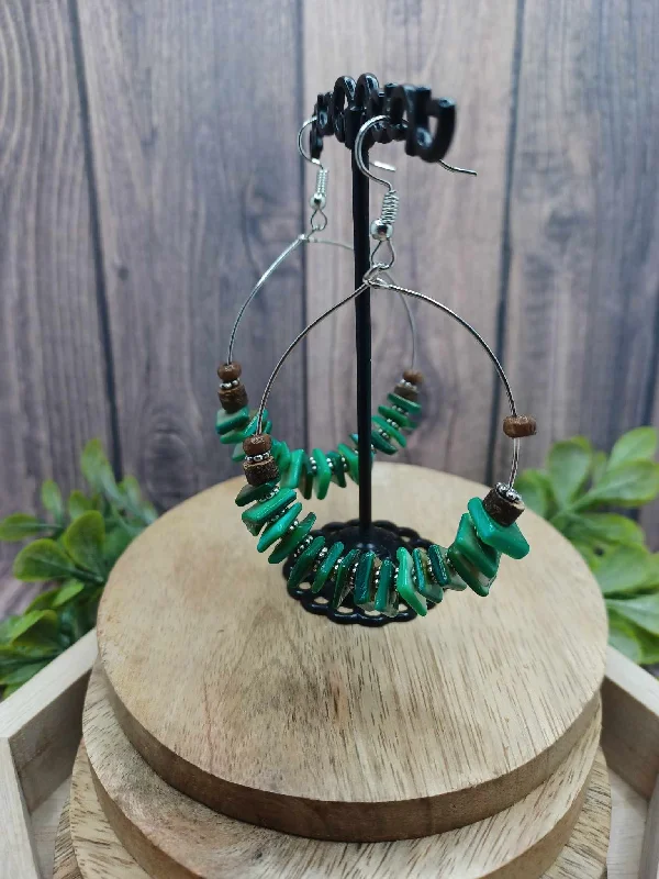 Christmas Sweet Treats Green & Brown Rock Cut Earrings