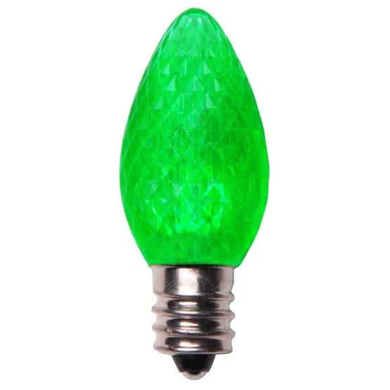 Christmas Jolly Spirit Green C7 Crystal Cut LED Light Bulbs - 25/BX