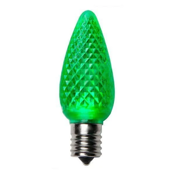 Christmas Holiday Traditions Green C9 Crystal Cut LED Light Bulbs - 25/BX