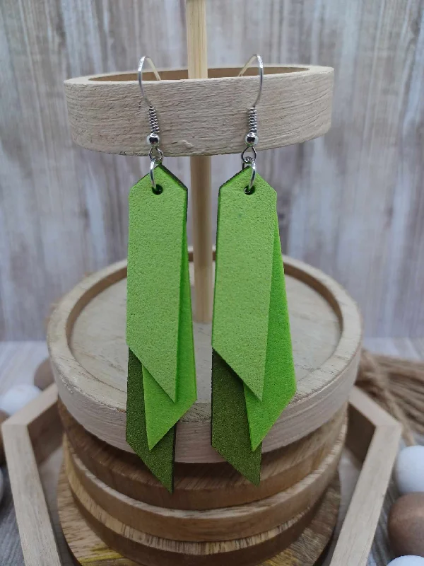 Christmas Holiday Traditions Green Layered Geometric Earrings