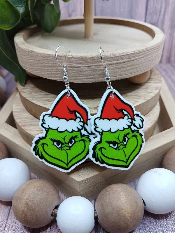 Christmas Classic Holiday Songs Green Man Christmas Earrings