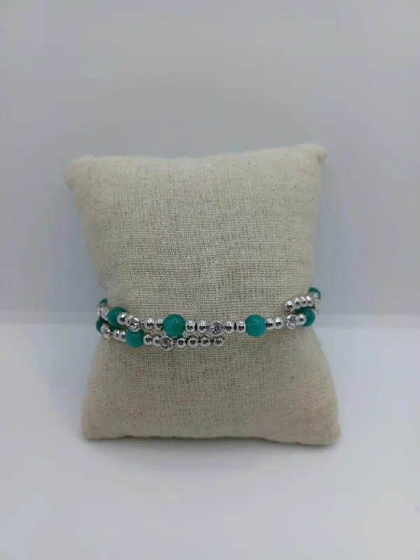 Green Moonstone Coil Bracelet