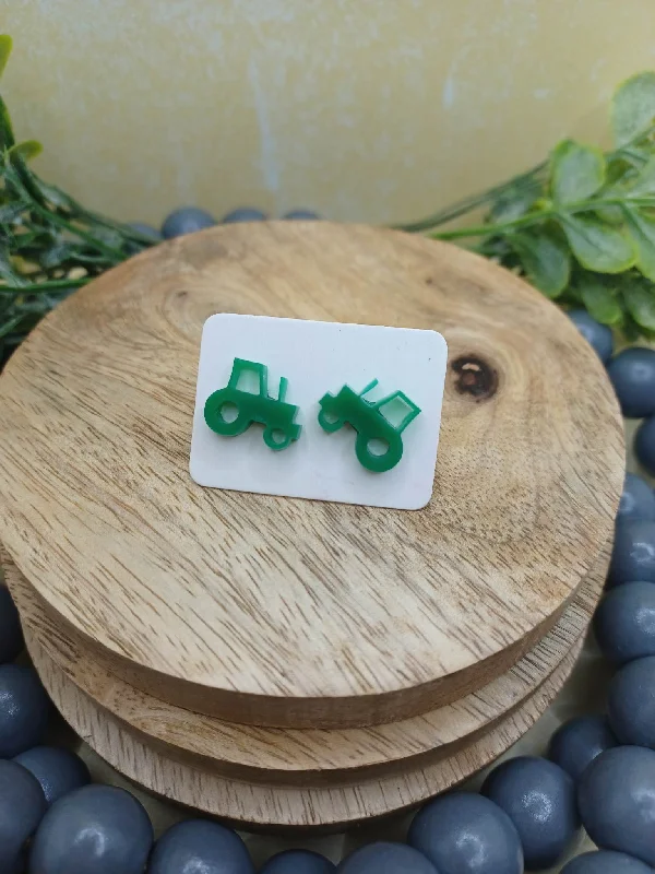 Christmas Classic Stories Green Tractor Acrylic Earrings