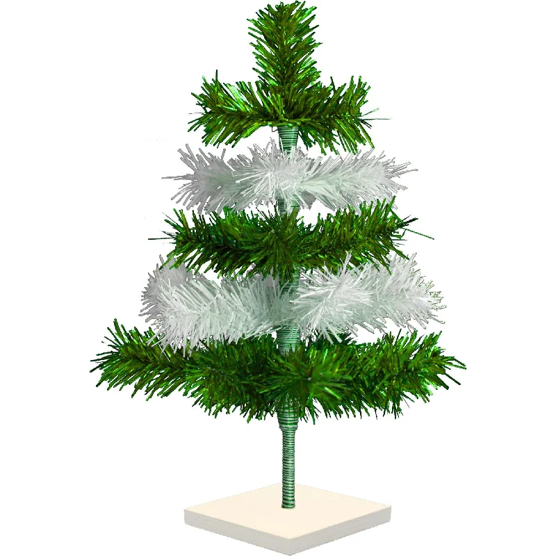 Christmas Magical Scenery 绿色和白色分层金属丝圣诞树