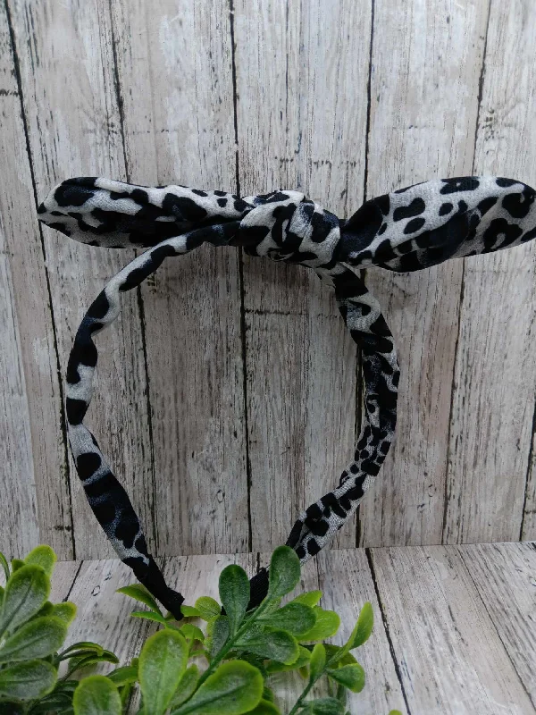 Christmas Jolly Decorations Grey Leopard Top Knot Headband
