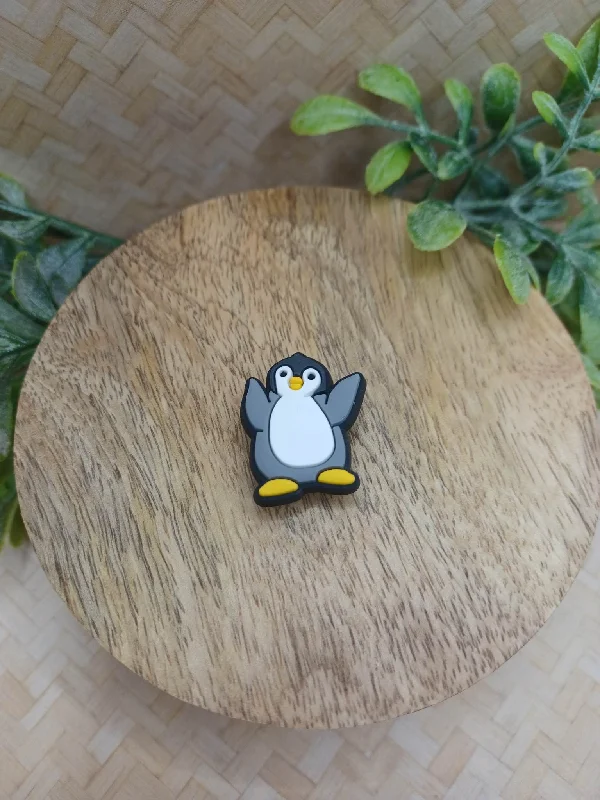 Christmas Snowy Windows Grey Penguin Shoe Charm Accessory
