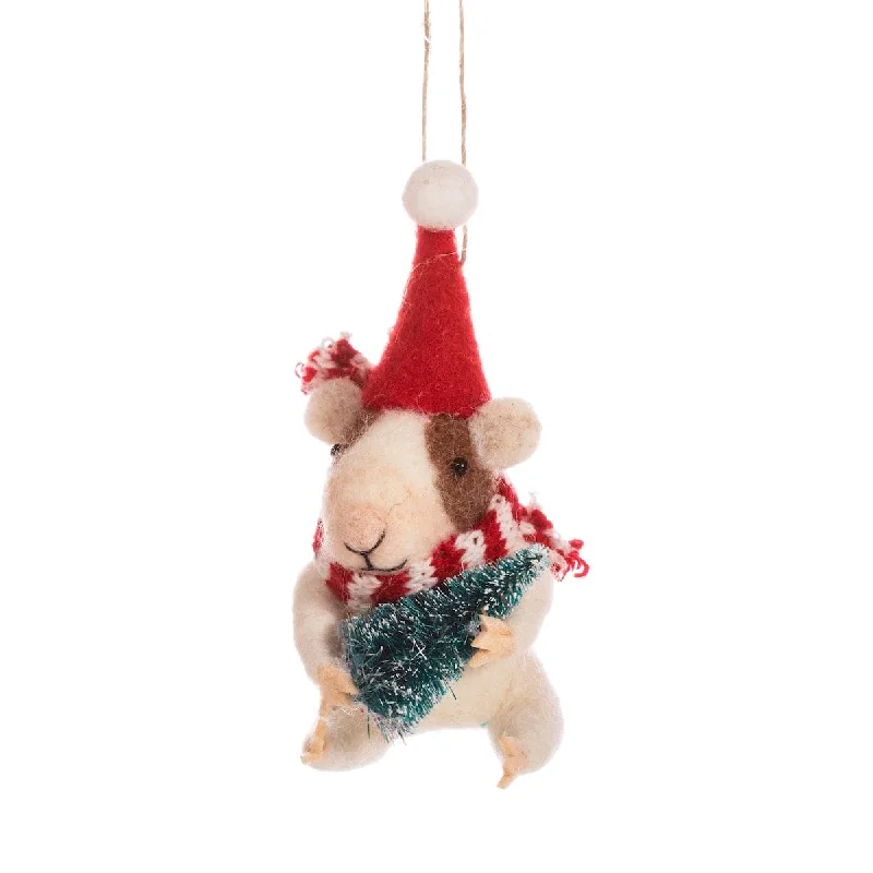Guinea Pig with Tree Christmas Decoration
