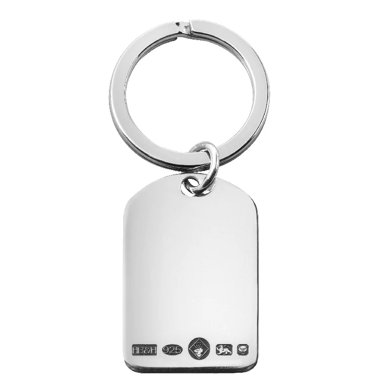 Christmas Glittering Stars Hallmarked Silver 36mm Round Topped Keyring 9167