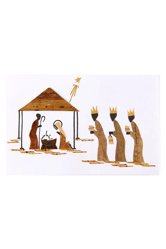 Christmas Holiday Traditions Handmade Banana Fiber Three Wisemen Holiday Note Card