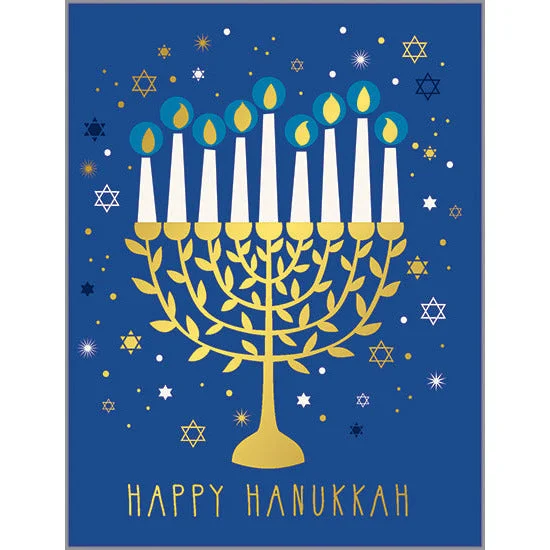 Hanukkah card - Gold Menorah