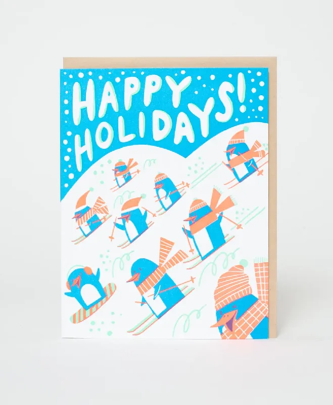 Christmas Winter Joy Happy Holidays Penguins Greeting Card