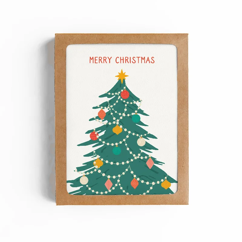 Christmas Joyful Laughter Christmas Tree Merry Christmas Card-Boxed Set of 6