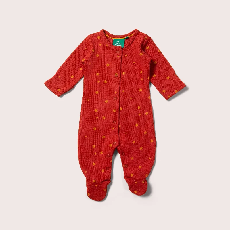Christmas Glittery Decor Hazelnut Stars Organic Waffle Babygrow