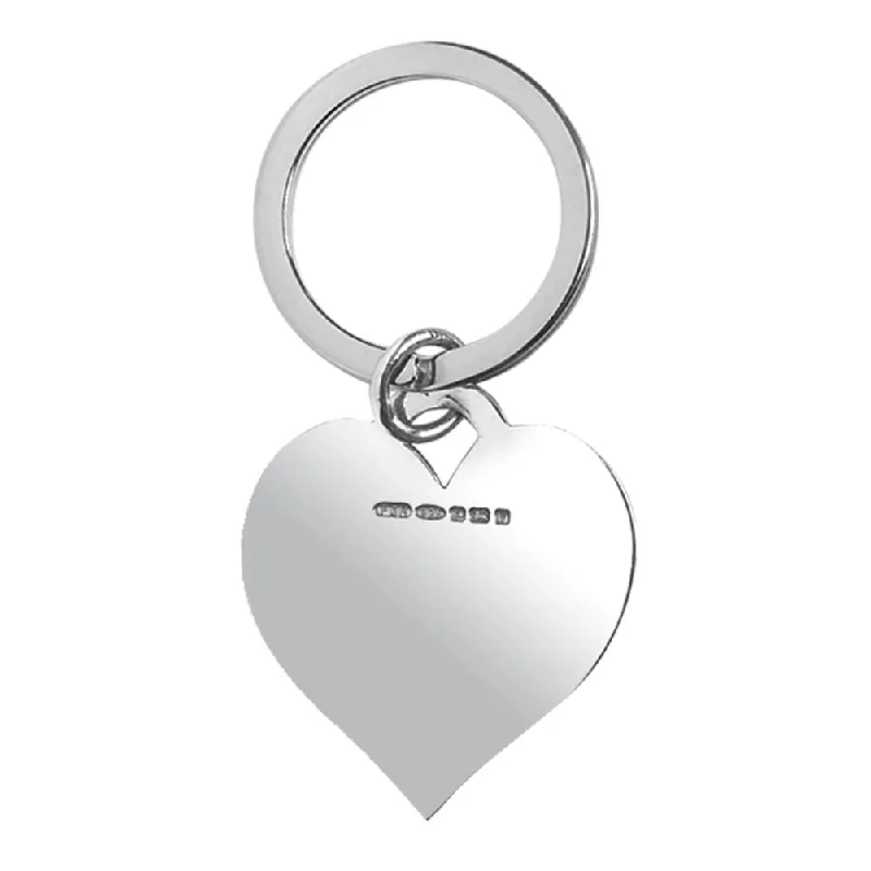 Christmas Star Gazing Heart Keyfob Solid Silver 8799