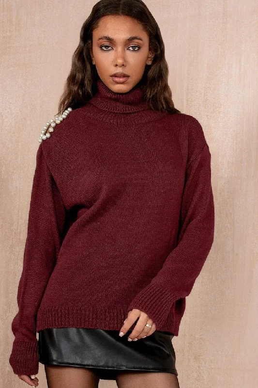 Christmas Village Scene Hillary Burgundy Knit Jumper
