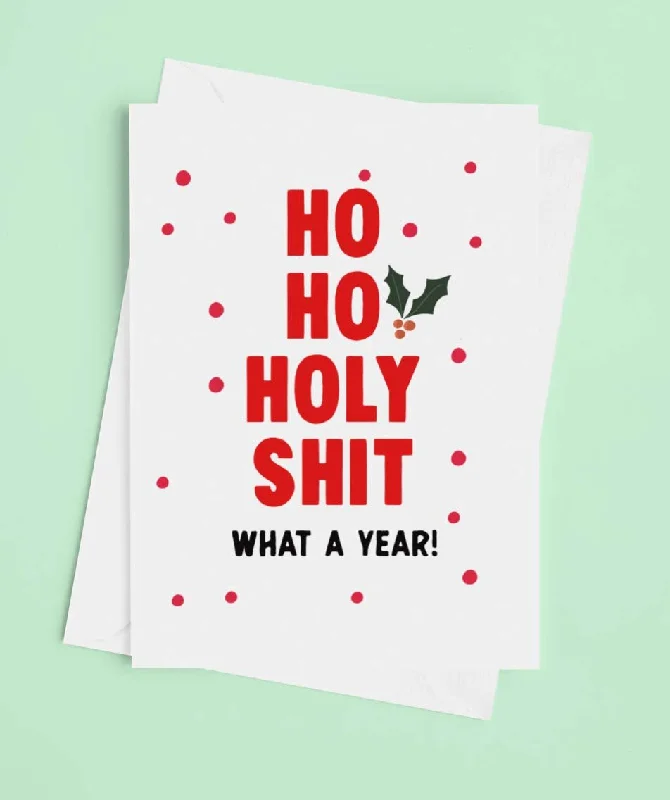 Christmas Jolly Spirit Ho Ho Holy Shit Christmas Card
