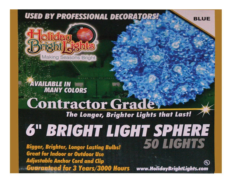 Christmas Snowy Windows Holiday Bright Lights  Contractor  Incandescent  Sphere Light  Blue  12 ft. 50 lights