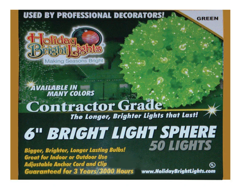 Christmas Warm Drinks Holiday Bright Lights  Contractor  Incandescent  Sphere Light  Green  12 ft. 50 lights