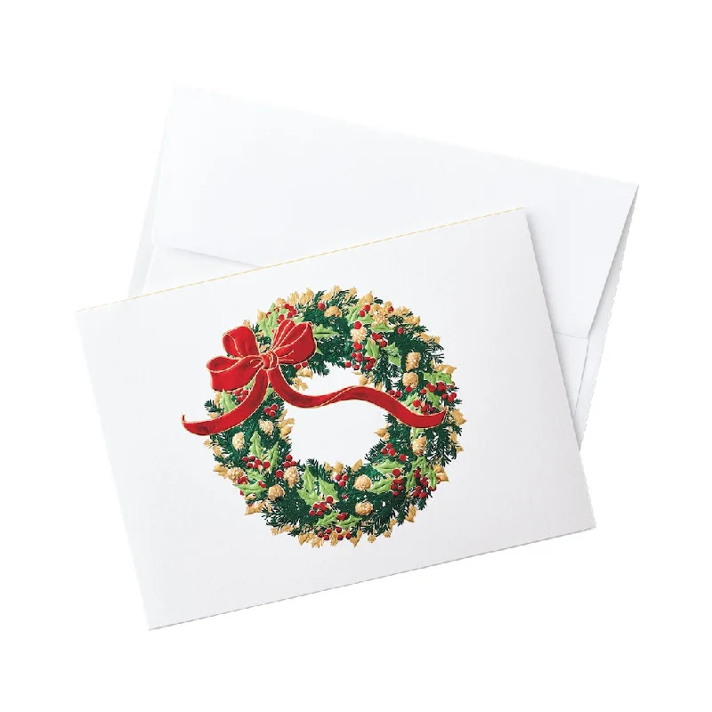 Leaf Wreath Holiday Note Cards, Set of 8