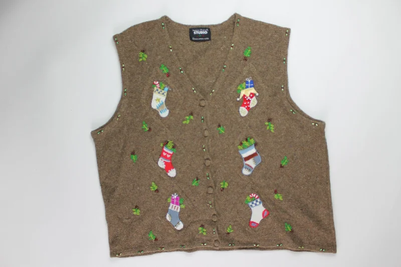 Christmas Winter Magic Holly Filled Stockings- Large Christmas Sweater