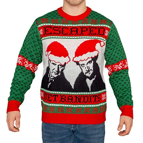 Christmas Golden Bells Home Alone Escaped Wet Bandits Ugly Christmas Sweater (Adult Large)