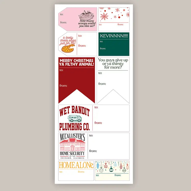 Christmas Snowfall Scene Home Alone Holiday Tags (Sticker Sheet)