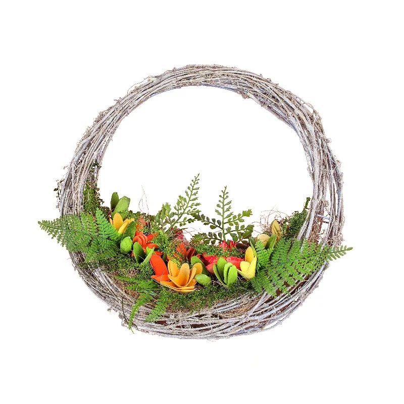 Christmas Traditional Feast Spring 15" Multicolor Floral Hammock Wreath
