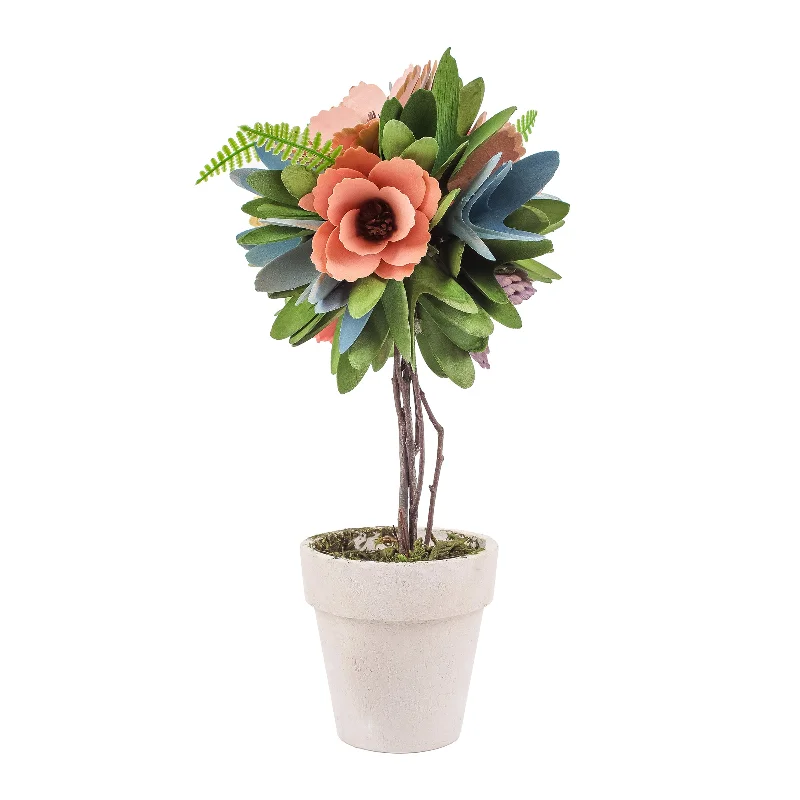 Christmas Toy Workshop 12" Multicolor Spring Floral Topiary Decor