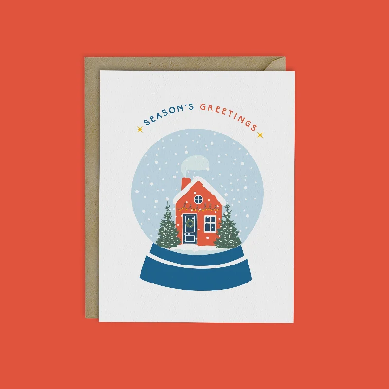 Christmas Beautiful Wreath SEASON'S GREETINGS- SNOW GLOBE CARD