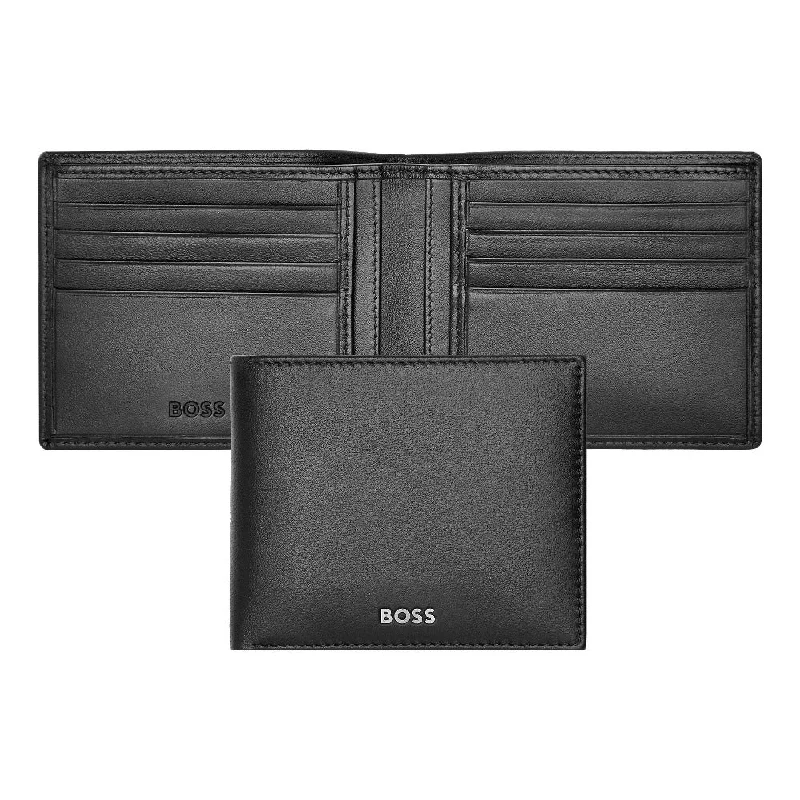 HUGO BOSS Luxury Smooth Black Leather Slim Wallet HLW403A