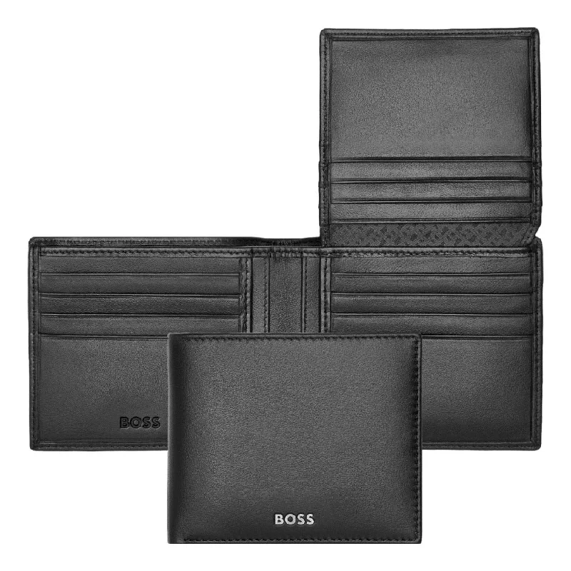 Christmas Beautiful Pine Trees HUGO BOSS Wallet with Flap Luxury Smooth Black Leather HLY403A