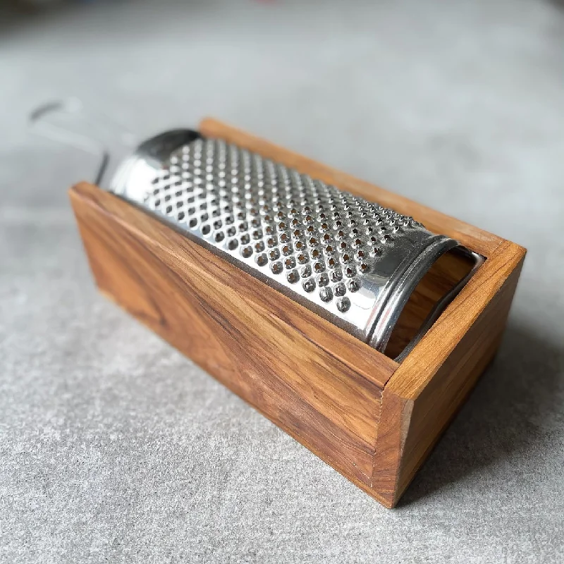 Christmas Snowfall Bliss Italian made Cheese Grater With Olive Wood Box