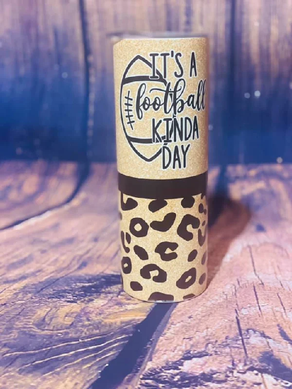 PRE ORDER- It's a Football Kinda Day Leopard Tumbler - 20 oz
