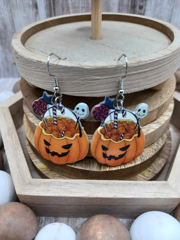 Christmas Magical Night Jack O' Lantern Halloween Drink w/ Themed Straws