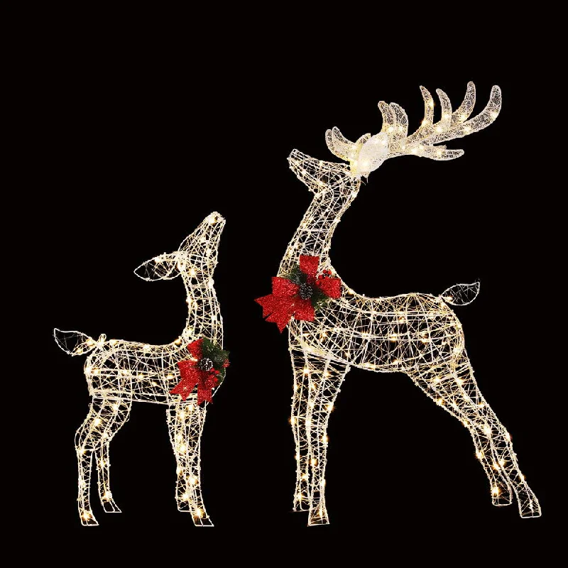 Christmas Evergreen Decorations 2-Pieces Christmas Lights 170 LED Fairy Light Reindeer Decorations