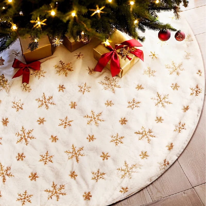 Christmas Tree Skirt 120cm Snowflake Ornaments Xmas Decorations