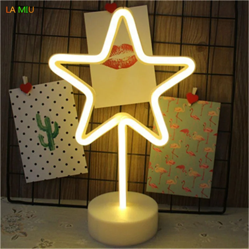 Christmas Jolly Decorations LA MIU USB Neon LED Flamingo Star