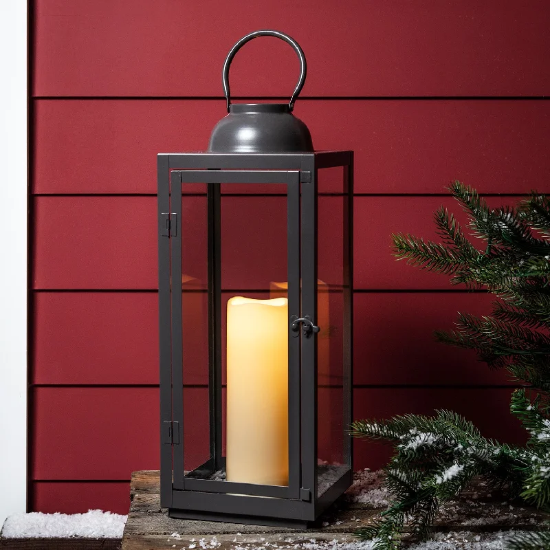 Christmas Cozy Weather Large Slate Grey Garden Lantern