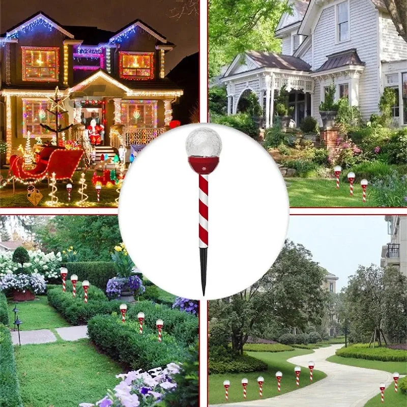 Christmas Winter Festival LED Solar Panel Ground Light Glass Lamp
