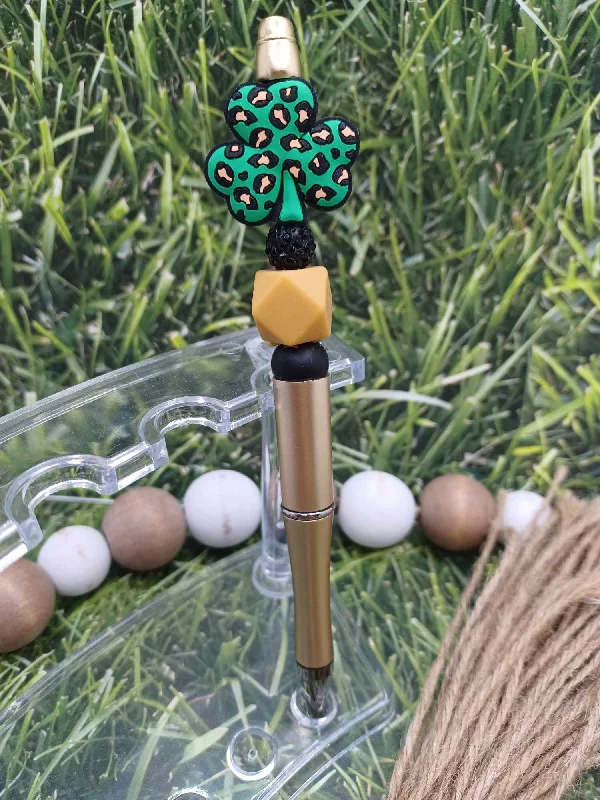 Christmas Star Tree Topper Leopard Shamrock Beaded Ink Pen