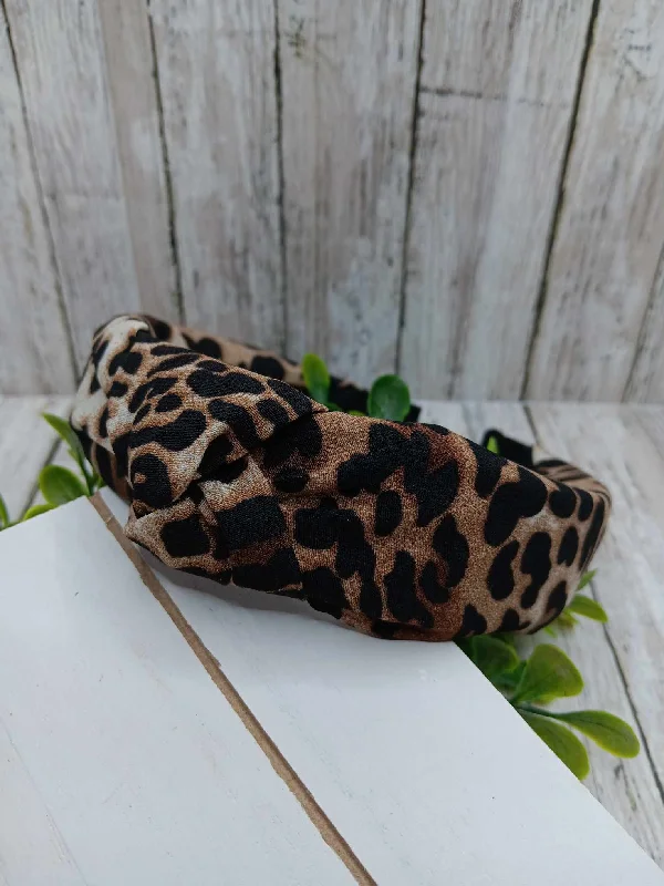 Christmas Twinkling Decorations Leopard Top Knot Headband