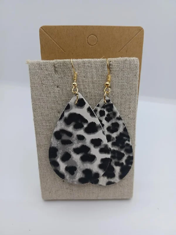 Light Grey Leopard Earrings