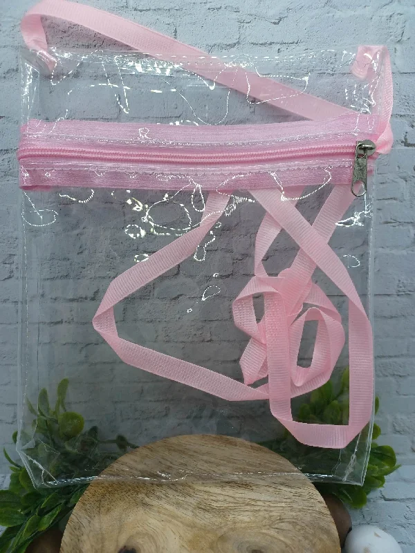 Christmas Evergreen Decorations Light Pink Clear Zippable Crossbody Bag